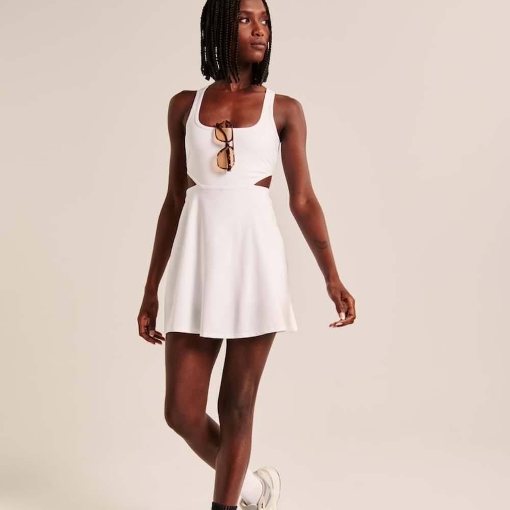 Abercrombie & Fitch Side Cutout Traveler Mini Dress in White